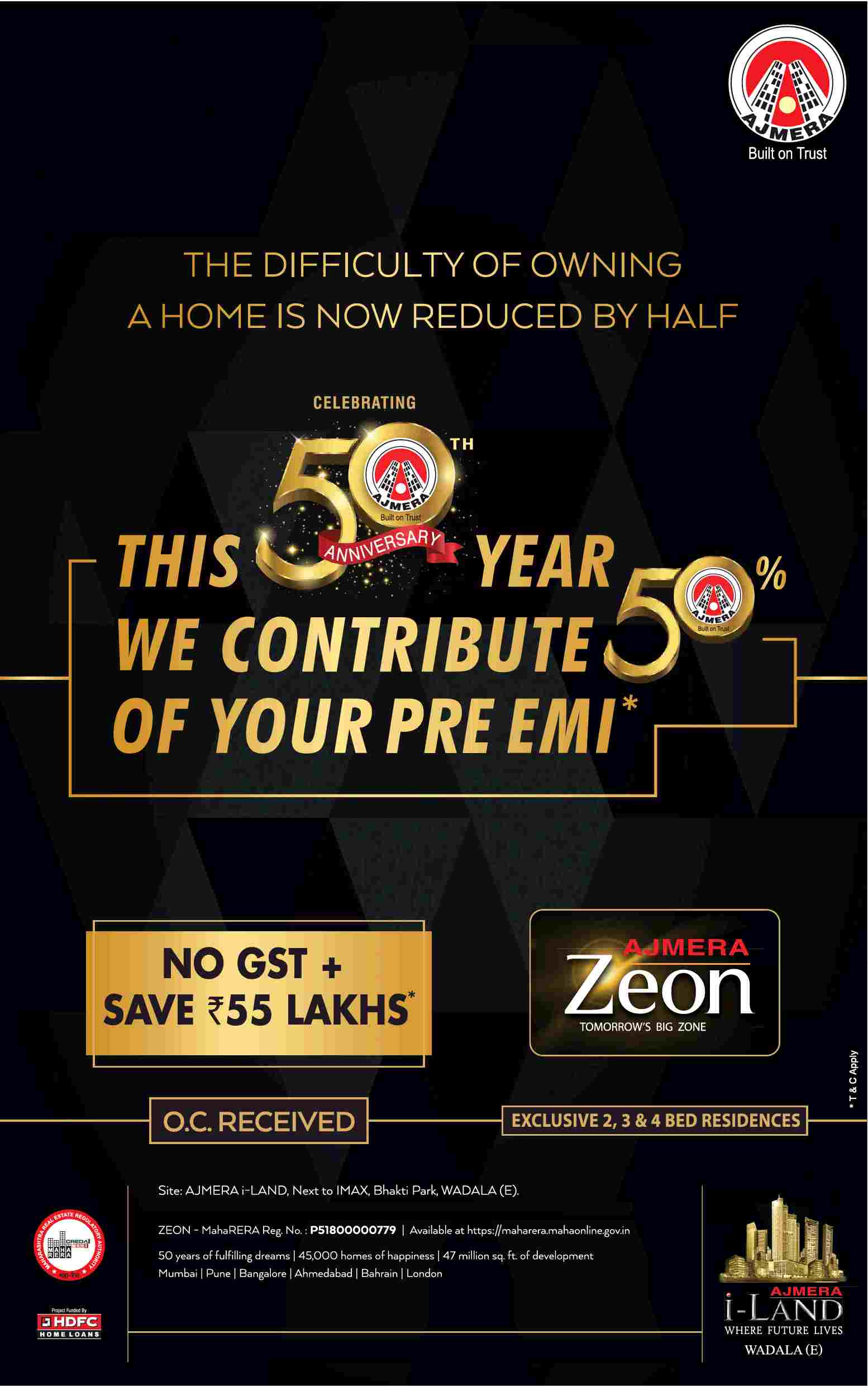 Now save Rs. 55 Lakhs & pay no GST by booking home at Ajmera Zeon in Mumbai Update